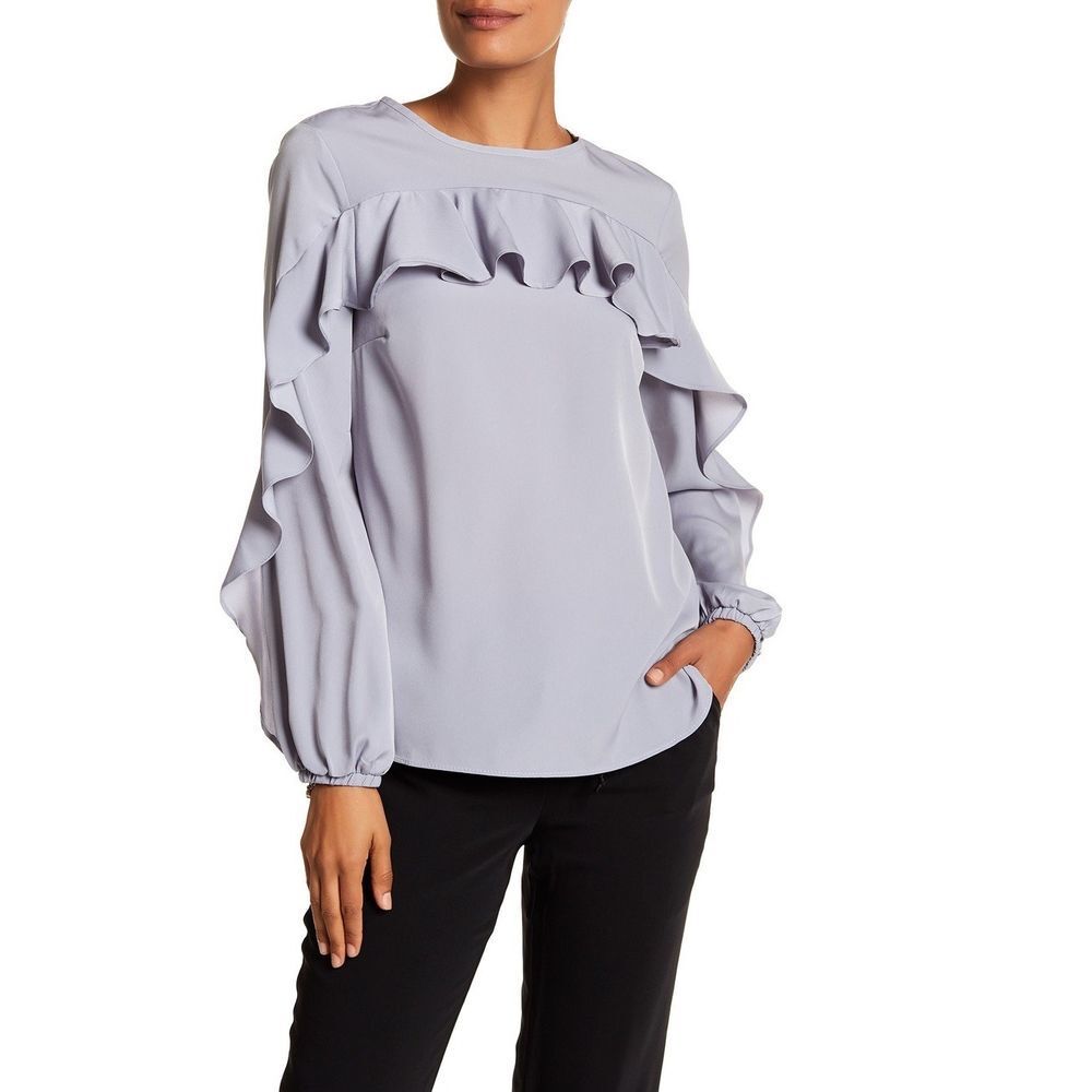 Harlowe & Graham Long Blouson Sleeve Frill Blouse